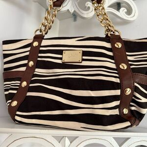 Michael Kors, zebra black cream and brown purse